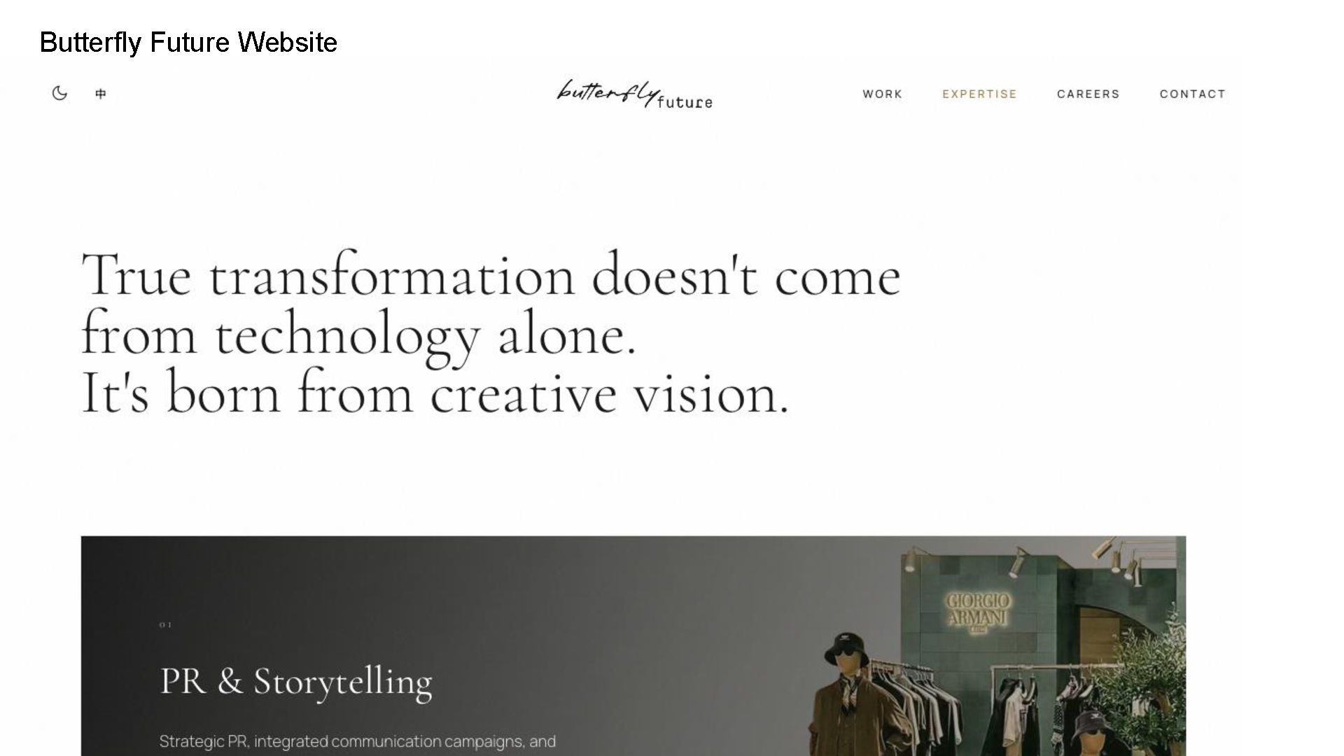 Butterfly Future website direction