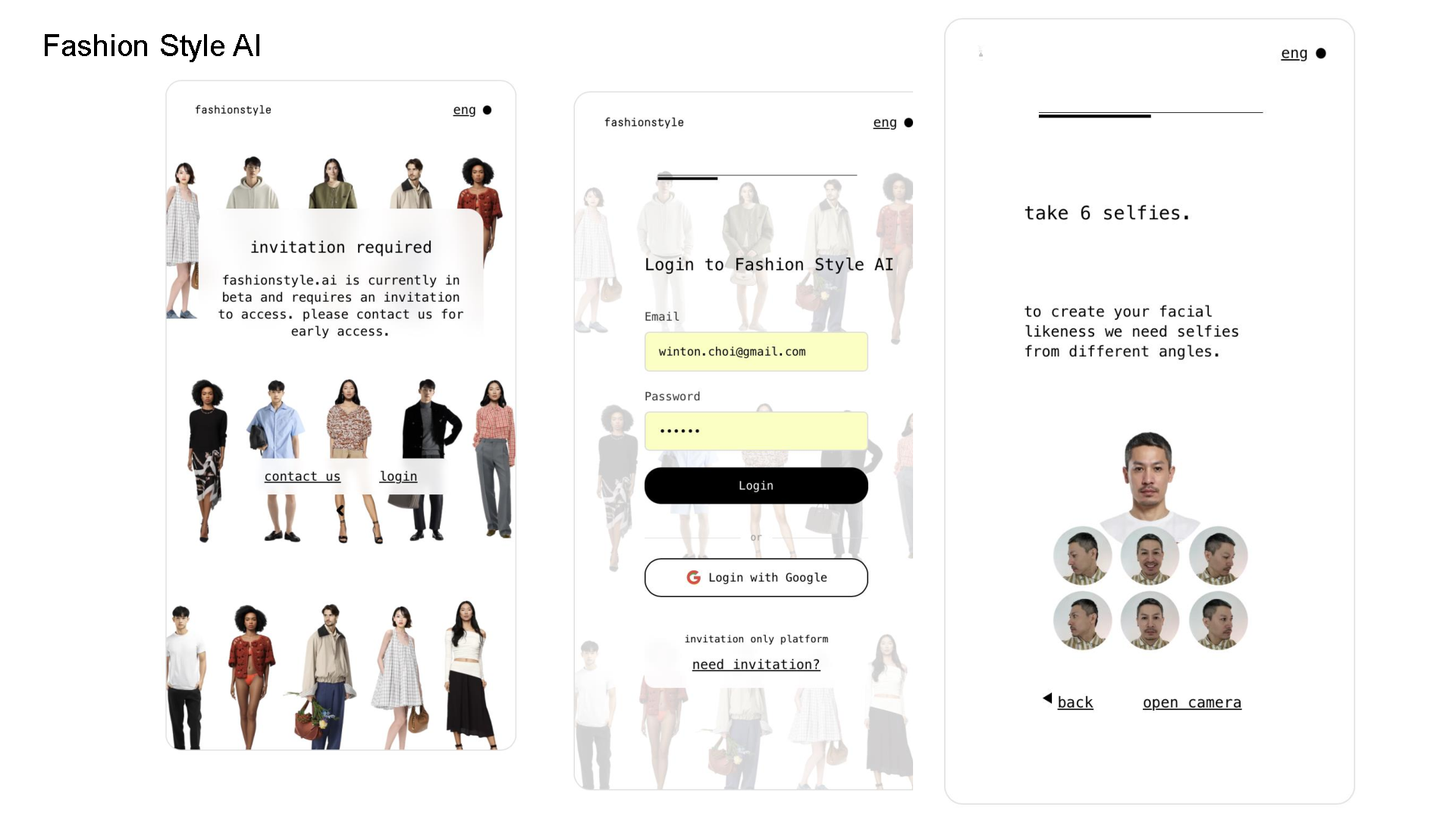 Fashion Style AI invitation flow